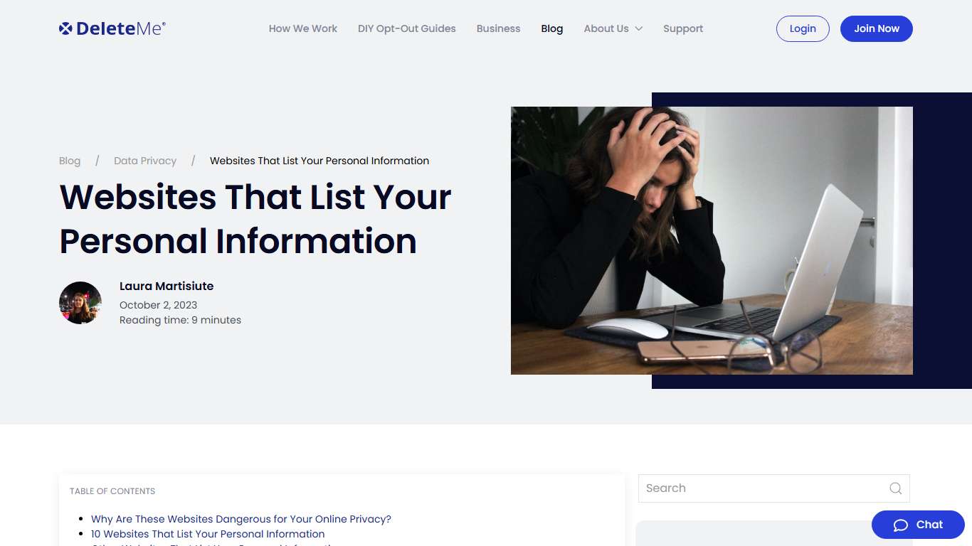 Websites That List Your Personal Information - JoinDeleteMe
